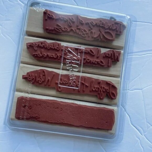 Wood Block Stamps 13 PIECES STAMPIN UP   Checkerboard Itty Bitty Fun Phrases - Picture 10 of 10